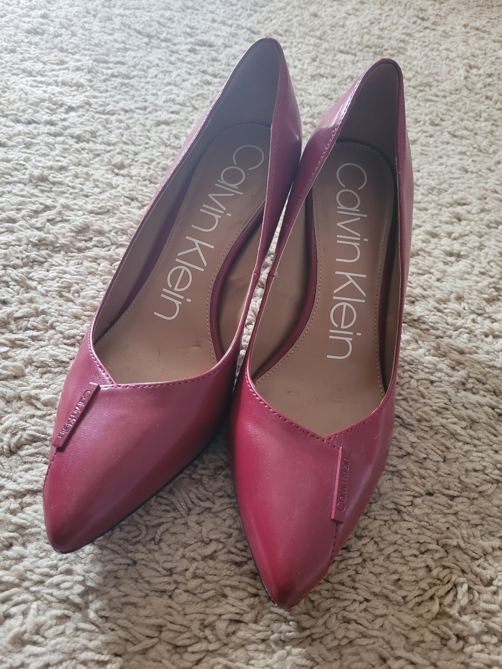 Calvin Klein Red Pointed Toe Heels